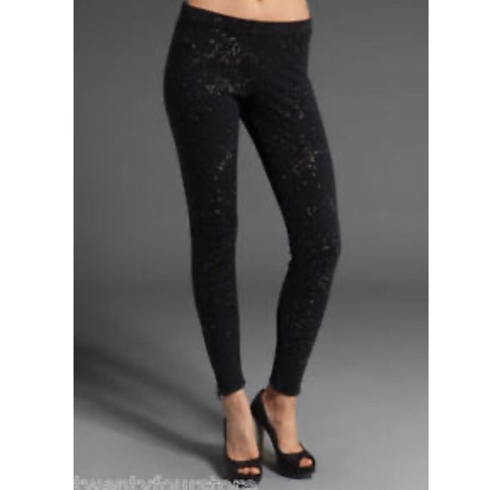 Joe's Jeans Pull on The Legging in Bleach Spot Black w/ Zipper Openings sz XS